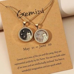 Gemini Zodiac Sign 2-Piece Necklace Set